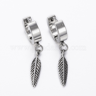 Серьги-кольца Huggie Hoop из нержавеющей стали 304 EJEW-H351-12AS-1