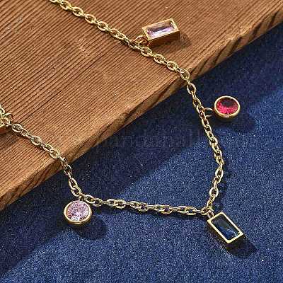 Ионное покрытие (ip) 304 нержавеющая сталь цветные кубические цирконии подвески браслеты для женщин STAS-P379-01G-1