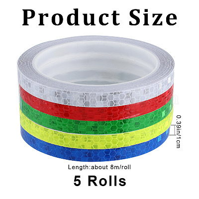 5 рулон 5-х цветных светоотражающих лент с сотовым узором для велосипедов AJEW-GF0007-52-1