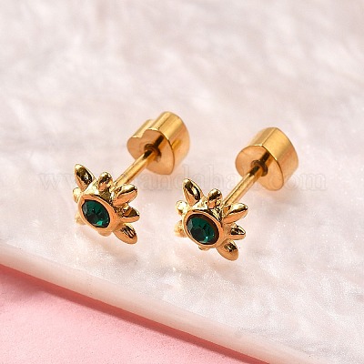 Серьги-гвоздики из нержавеющей стали 304 с ионным покрытием (IP) EJEW-A118-16G-01-1