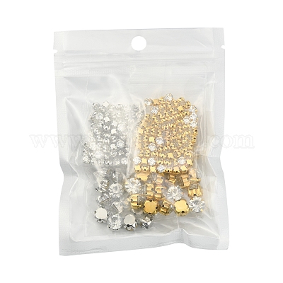 Sew on Rhinestone, Glass Rhinestones, Montee Beads, with Brass Prong  Settings, Garments Accessories, Flat Round, Platinum, Crystal, 4x3mm, Hole