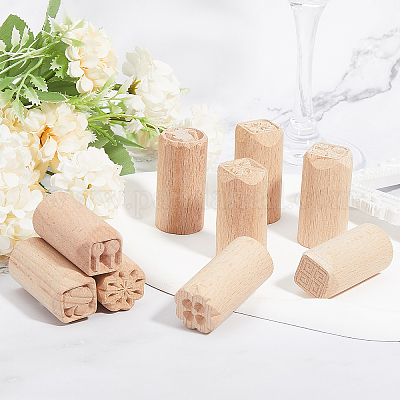 6 шт. 6 вида круглых деревянных формочек для традиционных китайских лунных пряников AJEW-CA0004-23-1