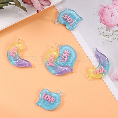 10 комплект подвесок из непрозрачной смолы градиентного цвета RESI-SZ0001-91B-1