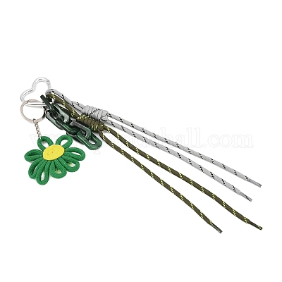 Подвесные украшения ручной работы из полиэстерового шнура и цветочных нитей HJEW-JM04422-01-1