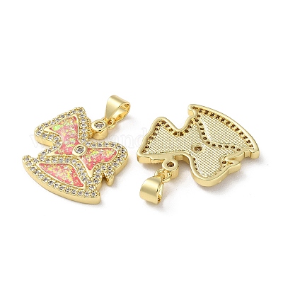 Латунные микропаве прозрачные подвески с фианитом KK-C045-11G-1