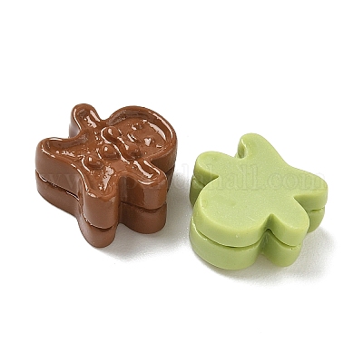 Кабошоны из непрозрачной смолы в виде пряничного человечка на рождественскую тематику RESI-B037-02-1