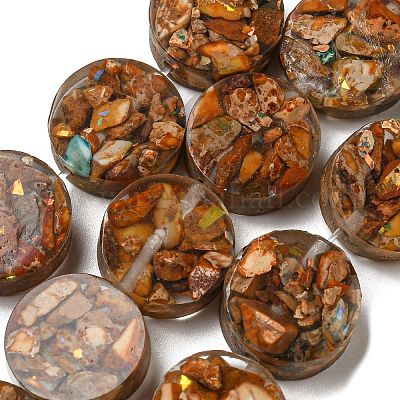 Окрашенная натуральная императорская яшма с нитями смоляных бусин G-G083-E04-01-1