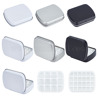 4 шт. 4 вида прямоугольных железных пластиковых консервных банок с откидной крышкой CON-AR0001-15-1