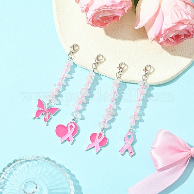 4 шт. октябрьская розовая лента для осведомленности о раке груди HJEW-YW00081-02-1