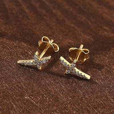 925 серьги-гвоздики из стерлингового серебра с прозрачным кубическим цирконием EJEW-Q032-01D-G-1