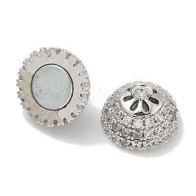 Стойка покрытие круглая латунь микропаве прозрачный кубический цирконий магнитные застежки KK-L224-068P-1