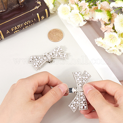 2 шт. украшения для обуви из сплава со стразами в виде банта FIND-CP0002-26A-1