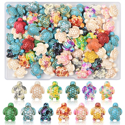 100 шт. 13 вида синтетических бирюзовых бусин G-FS0005-87-1