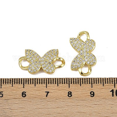 Звенья-бабочки из латуни с микропаве из прозрачного кубического циркония KK-I358-032G-1