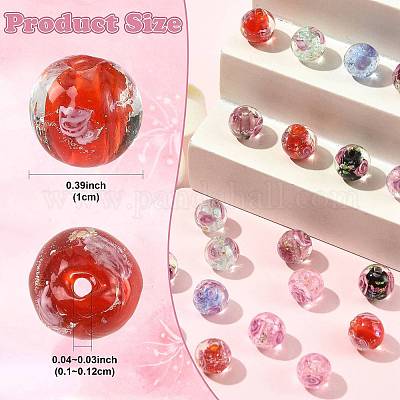 30 шт. 6-х цветные бусины ручной работы из фольги в технике лэмпворк LAMP-FS0001-68-1