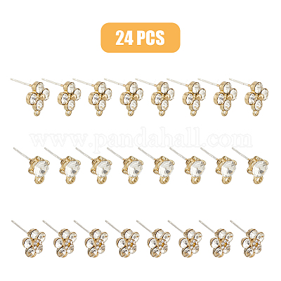 24 шт. 3-х стильные фурнитуры для сережек-гвоздиков из сплава FIND-FH0006-52-1