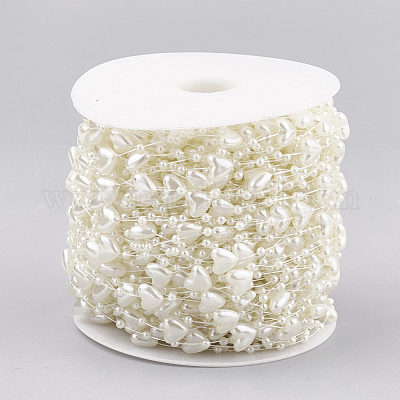 Абс пластика имитация жемчуга бисером отделка гирляндой AJEW-S071-02C-1