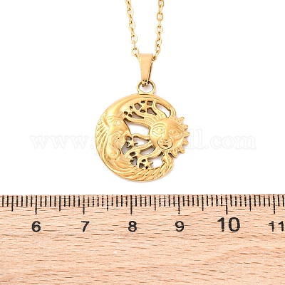 Ожерелья с подвесками из нержавеющей стали 304 «Луна NJEW-H059-14G-1