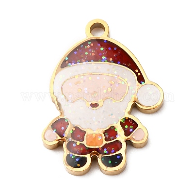 Рождественские эмалевые подвески из нержавеющей стали 304 STAS-B112-02G-04-1