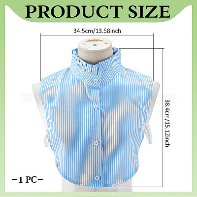 Съемные полиэстеровые женские рубашки в полоску с накладными воротниками AJEW-WH0314-864-1