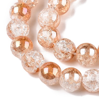 Гальванизированные нити стеклянных бусин с эффектом кракле EGLA-N014-8mm-01-1