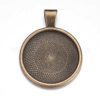 Плоские круглые сеттинги сплава кулон кабошон PALLOY-A15654-AB-1