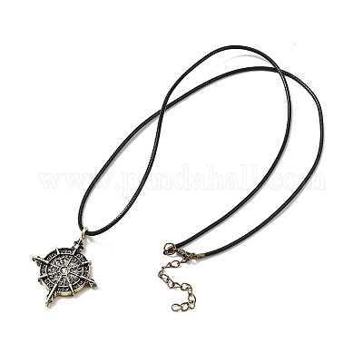 Ожерелья из сплава викингов с подвеской в виде компаса NJEW-H064-01AB-1