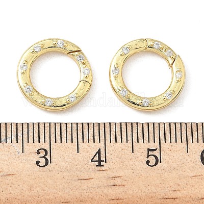 Латунные микропейв прозрачные кубические циркониевые пружинные кольца KK-Z120-43G-1
