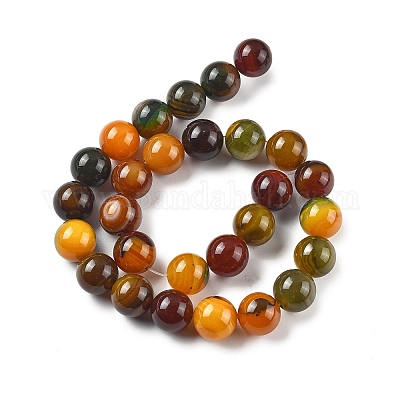 Природные многоцветные агат бисер пряди G-A261-B05-14mm-1