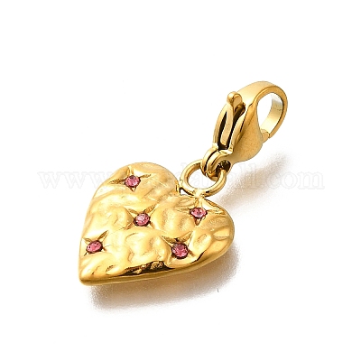 Подвеска в форме сердца из нержавеющей стали 304 со стразами STAS-R159-50G-04-1