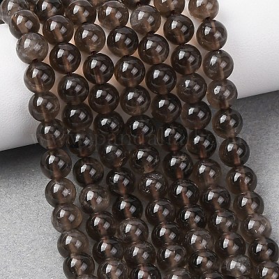 Природные дымчатый кварц бисер пряди круглые&nbsp;G-E329-6mm-38B-1
