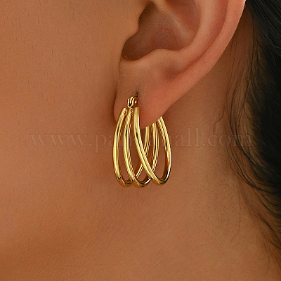 Тройные серьги-кольца из нержавеющей стали в форме буквы С ZD7000-1-1