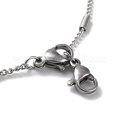 Не тускнеющие цепочки из нержавеющей стали марки 304 с бусинами NJEW-D045-08P-1