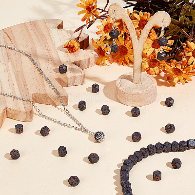 2 нить бусины из натурального вулканического камня G-OC0004-76-1