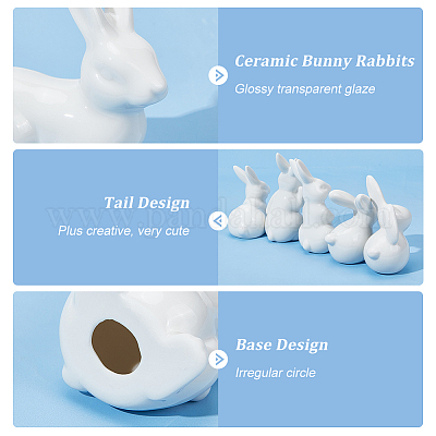 Ceramic White Rabbits Easter Bunny Rabbits Bunny Decoration Couple Rabbits,  Porcelain Modern Art Home Decoration, Weddings Celebration Crafts Gift, a