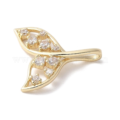 Подвески из латуни с полым резным дизайном в форме рыбьего хвоста KK-V005-04G-1