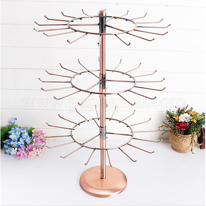 Iron Adjustable 3 Tier Rotating Necklace Display Stand NDIS-K002-04R-1