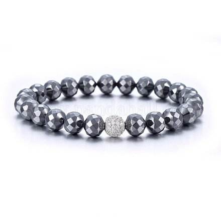 Non-magnetic Synthetic Hematite Beaded Stretch Bracelets BJEW-H584-05-1