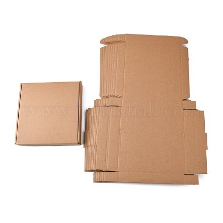クラフト紙の折りたたみボックス  正方形  厚紙ギフト箱  メーリングボックス  バリーウッド  47.2x32.2x0.2cm  完成品：19x19x3cm CON-F007-A08-1