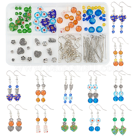 Sunnyclue diy millefiori kit de fabrication de boucles d'oreilles en perles de verre DIY-SC0018-55-1