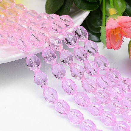 Faceted Oval Imitation Austrian Crystal Bead Strands G-M192-9x6mm-03A-1