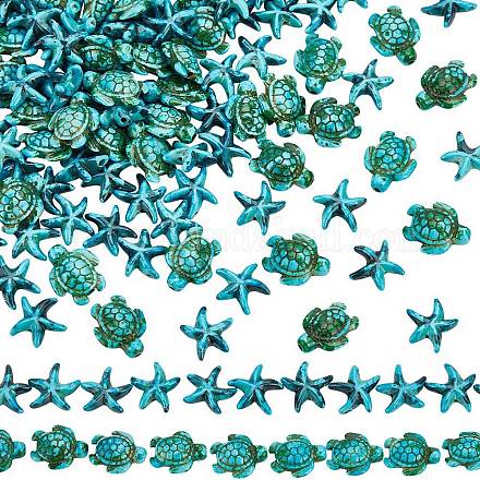 4 нити 2 стилей синтетические бирюзовые окрашенные нити G-AR0005-81-1