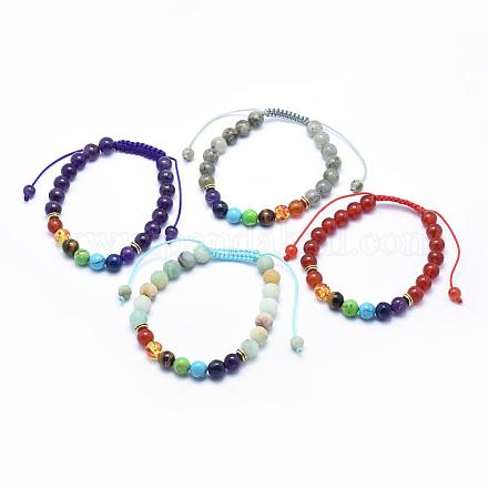 Bracelets de perles tressées naturelles de pierres précieuses BJEW-F276-G-1