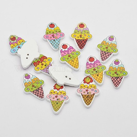 Ice cream Printing Wood Buttons BUTT-D031-09-1