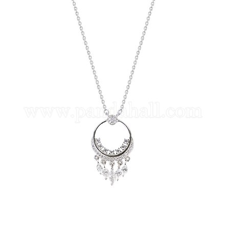 925 Sterling Silber Ringanhänger Halsketten NJEW-BB60573-1