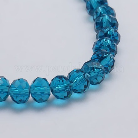 Faceted Transparent Glass Rondelle Beads Strands X-EGLA-J047-6x4mm-23-1