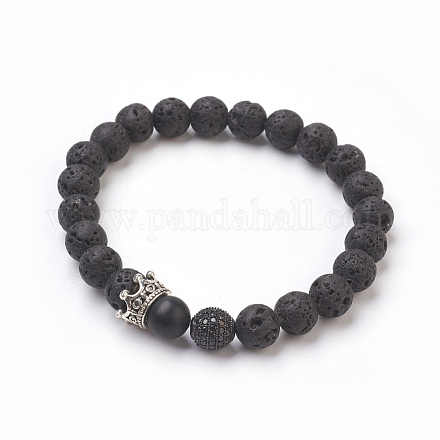Bracelets extensibles de perles en lave naturelle BJEW-JB03879-01-1