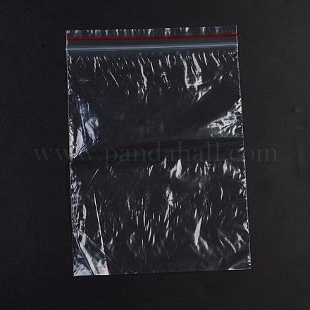 プラスチックジップロックバッグ  再封可能な包装袋  トップシール  セルフシールバッグ  長方形  レッド  20x14cm  片側の厚さ：1.1ミル（0.028mm） OPP-G001-E-14x20cm-1