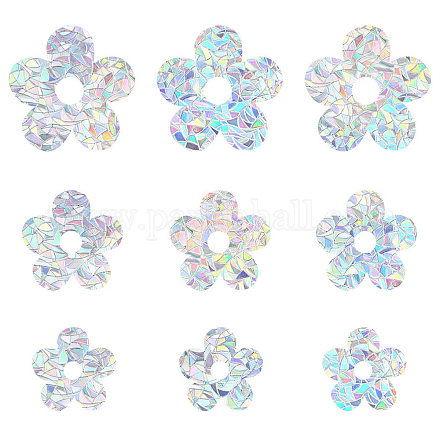GORGECRAFT 9Pcs Rainbow Window Clings Flower Pattern Window Decals Static Non Adhesive Collision Proof Glass Stickers Vinyl Film Home Decorations for Sliding Doors Windows Prevent Dogs Birds Strikes DIY-WH0304-221K-1