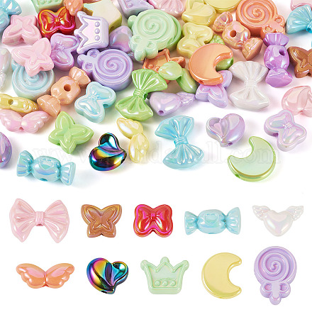 50 шт. набор из 10-х видов непрозрачных акриловых бусин с УФ-покрытием OACR-TA0003-94-1